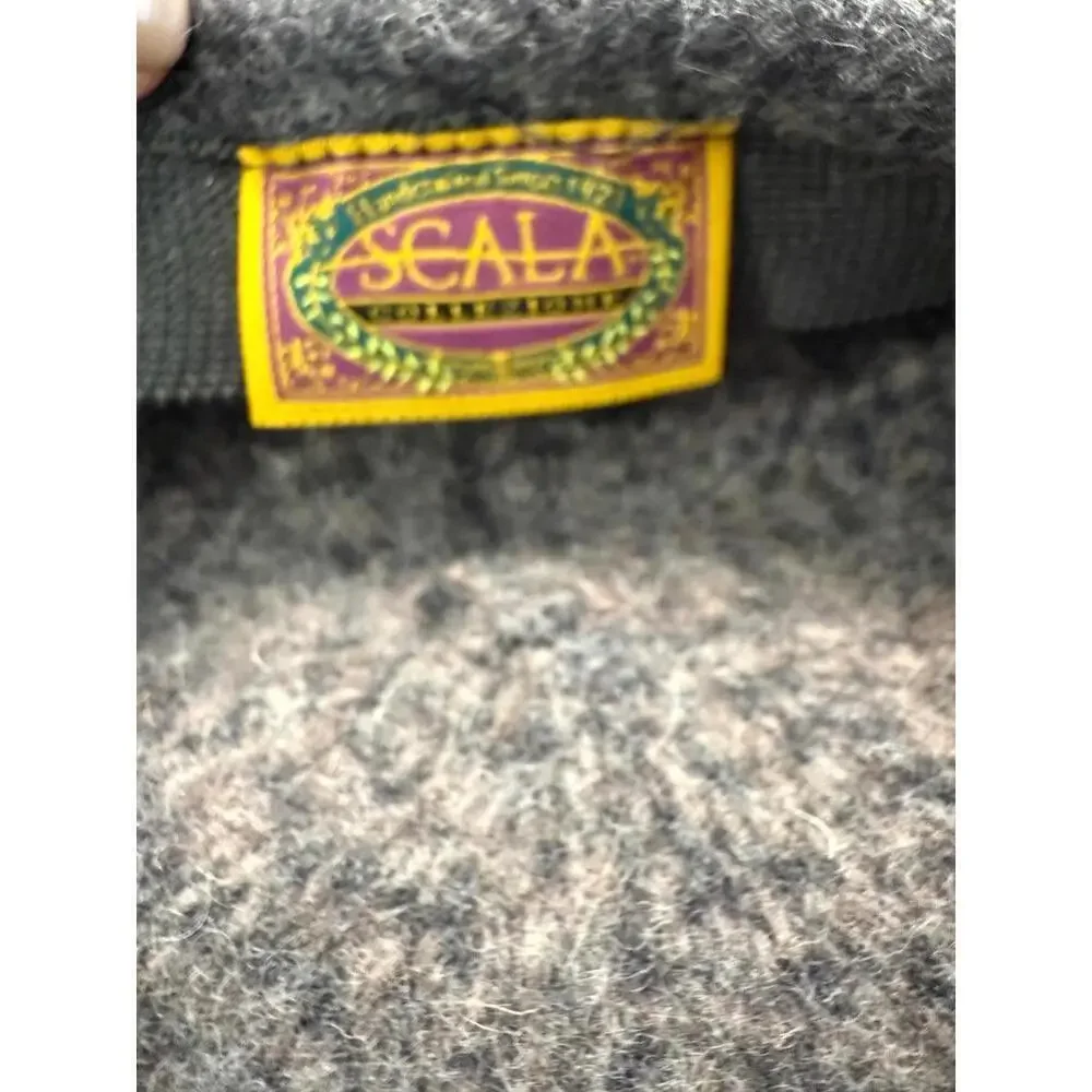 Scala Women's Collezionne 100% Wool Hat Size OS Grey Retro Vintage Style